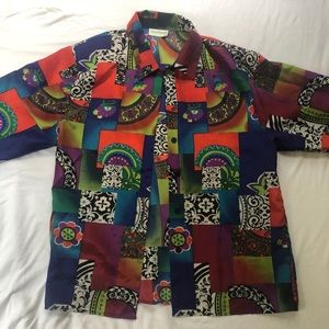 Vintage long sleeve funky patterned shirt